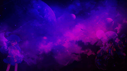 Dawn and Tsuki in space (background) | Originally not planned to involve any v/s characters